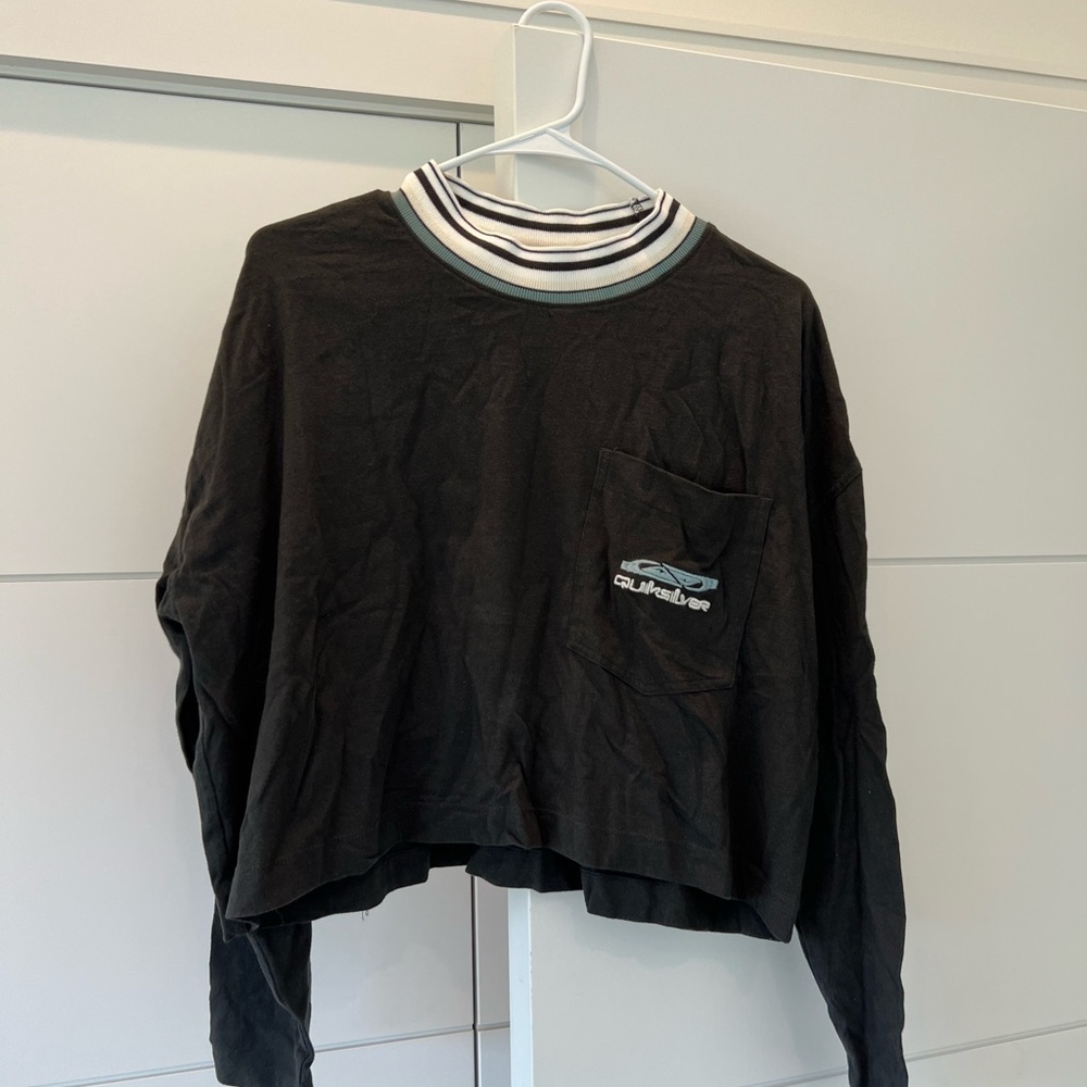 Quiksilver Black Shirt with Striped Collar